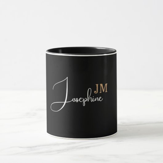 Monogram name black gold modern tasse (Zentrum)