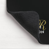 Monogram Name Black Gold White Minimalist Elegant Mousepad (Ecke)