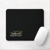 Monogram Name Black Gold White Minimalist Elegant  Mousepad (Mit Mouse)