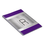Monogram Name Black Grey Purple Brushed Silver Notizblock (Rechte Seite)