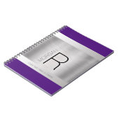 Monogram Name Black Grey Purple Brushed Silver Notizblock (Linke Seite)