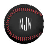 Monogram Name Black Modern Baseball (Vorderseite Links)