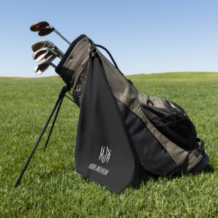Monogram Name Black Modern Golfhandtuch