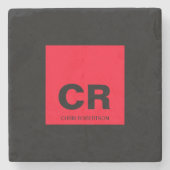 Monogram Name Black Red Create Custom Gift Steinuntersetzer (Vorderseite)