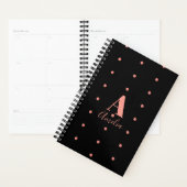 Monogram Name Black Rose Gold Polka Dot Planer (Anzeige)