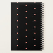 Monogram Name Black Rose Gold Polka Dot Planer (Rückseite)