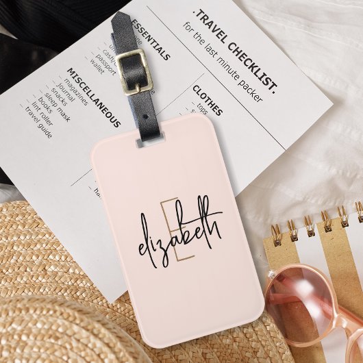 Monogram Name Blank Pink Minimalistisch Modern Gepäckanhänger