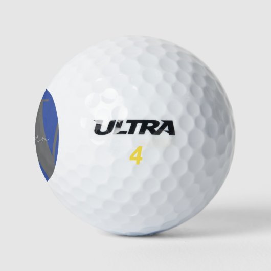 Monogram Name blau grau stylisch modern Golfball (Logo)