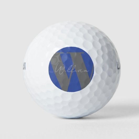 Monogram Name blau grau stylisch modern Golfball (Vorderseite)