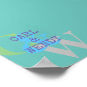 Monogram Name blue gray GREEN Stilgeschenk Poster (Ecke)