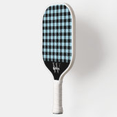 Monogram Name Blue Kariert Pickleball Paddel Schläger (Links)