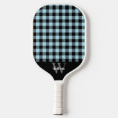 Monogram Name Blue Kariert Pickleball Paddel Schläger (Rückseite)