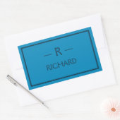 Monogram Name Blue Modern Minimalistisch Rechteckiger Aufkleber (Umschlag)