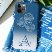 Monogram Name Blue Ombre Tropical Scallop Muscheln Case-Mate iPhone Hülle