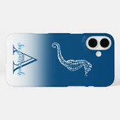 Monogram Name Blue Ombre Tropical Seepferd Case-Mate iPhone Hülle (Rückseite (Horizontal))