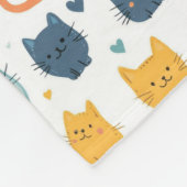 Monogram Name Blue Orange Yellow Cute Cats Fleecedecke (Ecke)