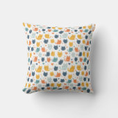 Monogram Name Blue Orange Yellow Cute Cats Kissen (Vorderseite)