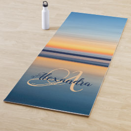 Monogram Name Blue Orange Zen Beach Sunset Yogamatte