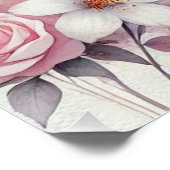 Monogram Name Blumenherzen romantische Aquarellfar Poster (Ecke)