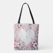Monogram Name Blumenherzen romantische Aquarellfar Tasche (Rückseite)