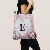 Monogram Name Blumenherzen romantische Aquarellfar Tasche (Von Nahem)