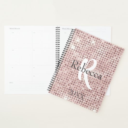Monogram Name Blush Pink Diamond gegossen Trendy Planer (Anzeige)