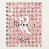 Monogram Name Blush Pink Diamond gegossen Trendy Planer (Vorderseite)