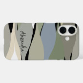 Monogram Name boho abstrakte Blätter grün beige Case-Mate iPhone Hülle (Rückseite (Horizontal))