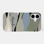 Monogram Name boho abstrakte Blätter grün beige iPhone 16 Hülle (Rückseite (Horizontal))