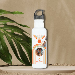 Monogram Name Boho Arch Multi Foto Trendy Girly Edelstahlflasche