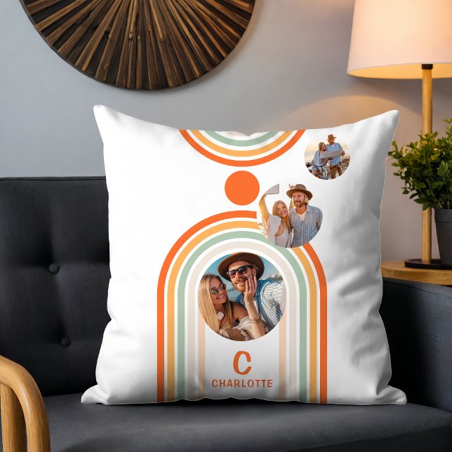 Monogram Name Boho Arch Multi Foto Trendy Girly Kissen (Von Creator hochgeladen)