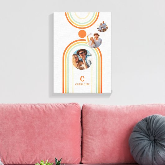 Monogram Name Boho Arch Multi Foto Trendy Girly Leinwanddruck (Insitu (Wohnzimmer))