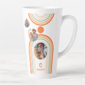 Monogram Name Boho Arch Multi Foto Trendy Girly Milchtasse (Rechts)