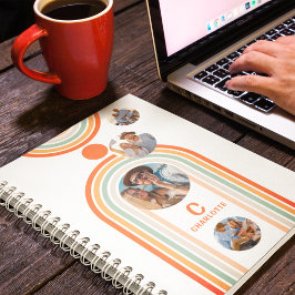 Monogram Name Boho Arch Multi Foto Trendy Girly Notizblock