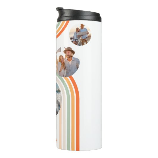 Monogram Name Boho Arch Multi Foto Trendy Girly Thermosbecher (Nach rechts gedreht)