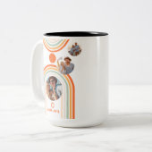 Monogram Name Boho Arch Multi Foto Trendy Girly Zweifarbige Tasse (Vorderseite Links)