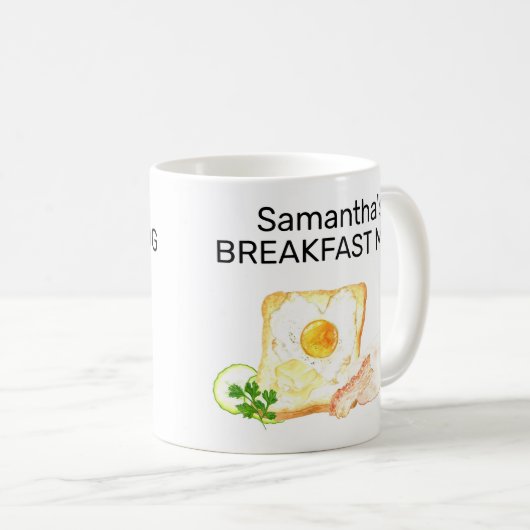 Monogram Name Breakfast Toast Egg Bacon Kaffeetasse (VorderseiteRechts)