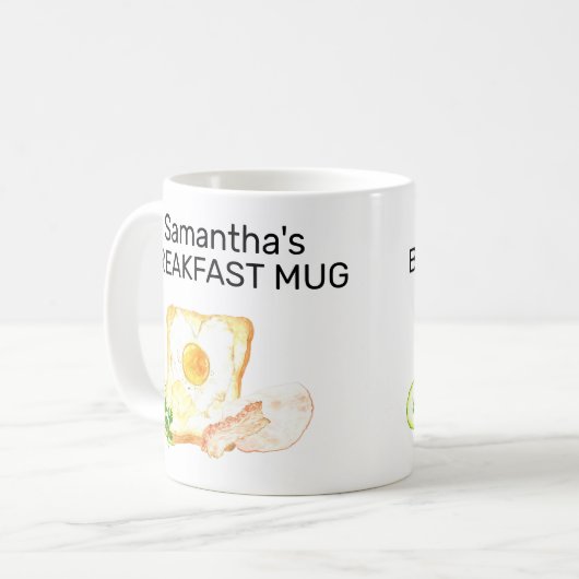 Monogram Name Breakfast Toast Egg Bacon Kaffeetasse (Vorderseite Links)