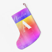 Monogram Name Bright Fright Checkerboard Kleiner Weihnachtsstrumpf (Rückseite (Hängend))