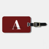 Monogram Name Burgundy Red Gift Gefallen Custom Gepäckanhänger (Vorderseite horizontal)