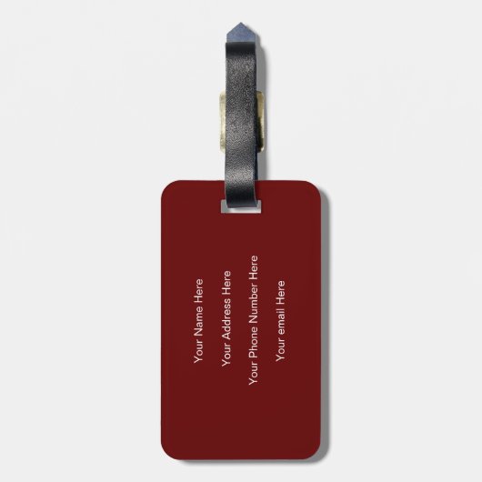 Monogram Name Burgundy Red Gift Gefallen Custom Gepäckanhänger (Rückseite vertikal)