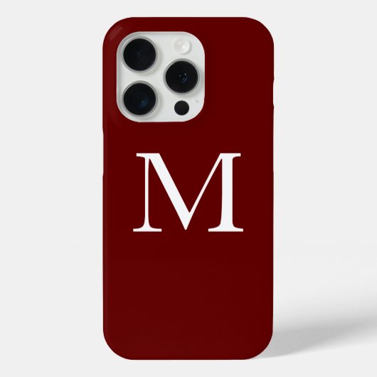 Monogram Name Burgundy Red Maroon White Elegant Case-Mate iPhone Hülle (Rückseite)