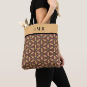 Monogram Name Burgundy Tan Abstrakt Floral Tasche (Von Nahem)