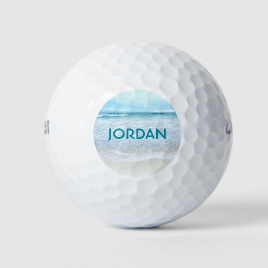 Monogram Name California Beach Coastal Ocean Foto Golfball (Vorderseite)