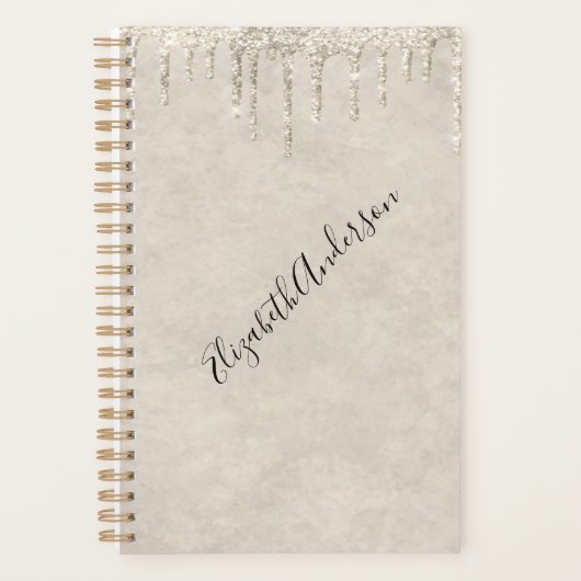 Monogram Name Champagne Driving Glitzer Trendy Planer (Vorderseite)