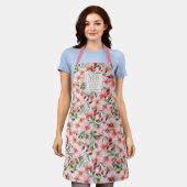 Monogram Name Cherry Blossom Wasserfarbe Floral Schürze (Getragen)