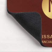 Monogram Name Chic Classy Imitats Red Leather & Go Mousepad (Ecke)