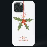 Monogram Name Christmas Holly Winter Floral Case-Mate iPhone Hülle<br><div class="desc">Monogram Name Christmas Holly Winter Floral iPhone Case bietet eine heilige Dekoration in rot und grün mit Ihrem personalisierten Namen und Monogramm in elegantem roten Skript unten. Personalisieren Sie den Text durch Bearbeiten in den bereitgestellten Textfeldern. Perfekt zum Geburtstag, Weihnachten, Muttertag, beste Freunde und vieles mehr. Entworfen von ©Evco Studio...</div>