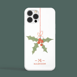 Monogram Name Christmas Holly Winter Floral Case-Mate iPhone Hülle