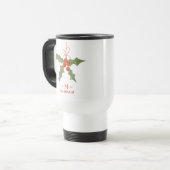 Monogram Name Christmas Holly Winter Floral Reisebecher (Vorderseite Links)